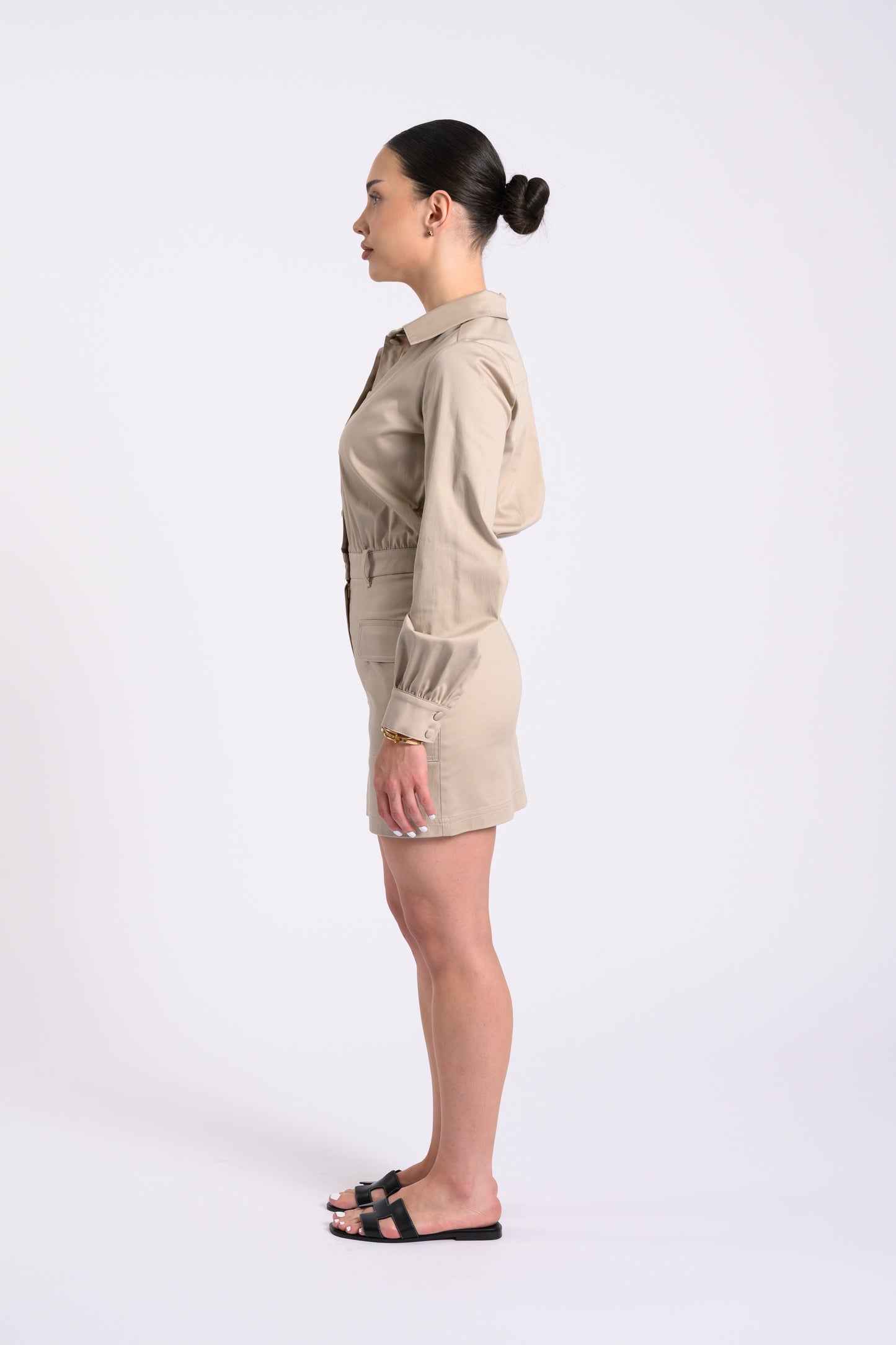 SHIRT DRESS WITH POCKETS BEIJE