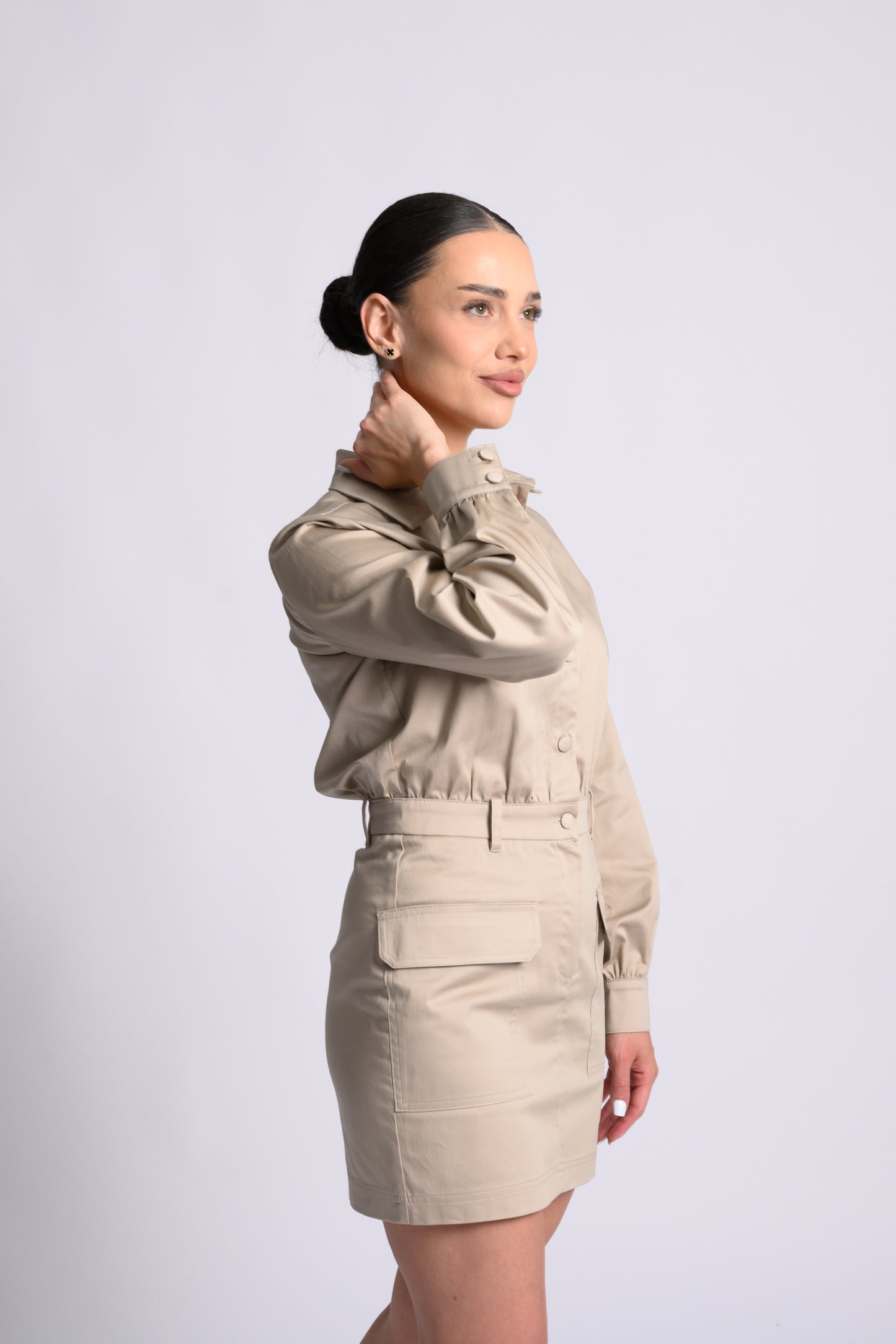 SHIRT DRESS WITH POCKETS BEIJE