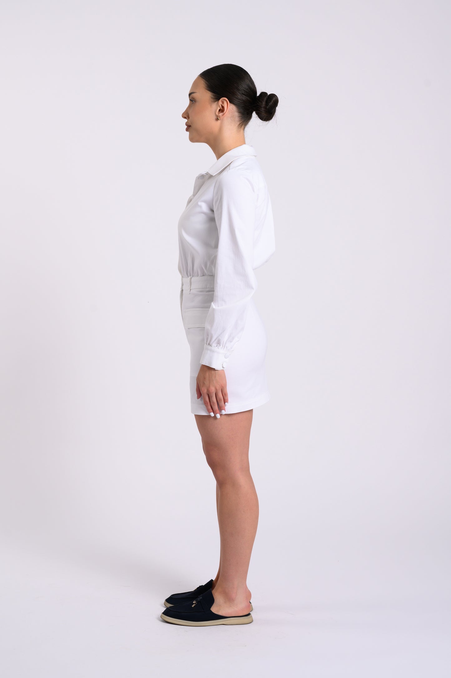 SHIRT DRESS WITH POCKETS WHITE