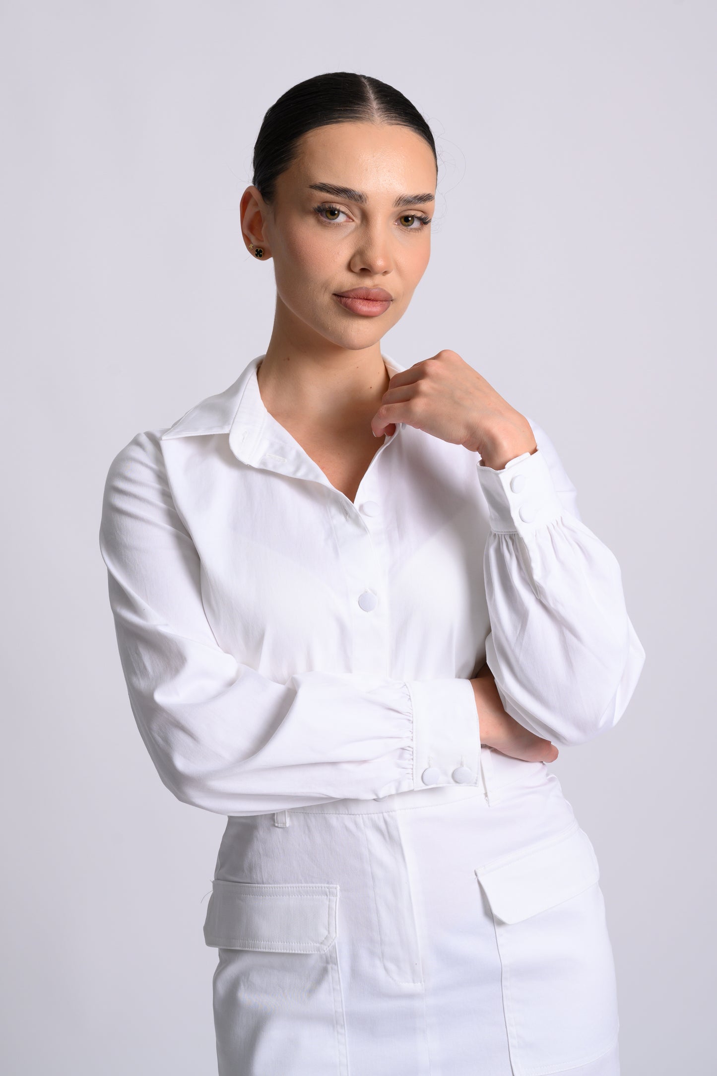 SHIRT DRESS WITH POCKETS WHITE