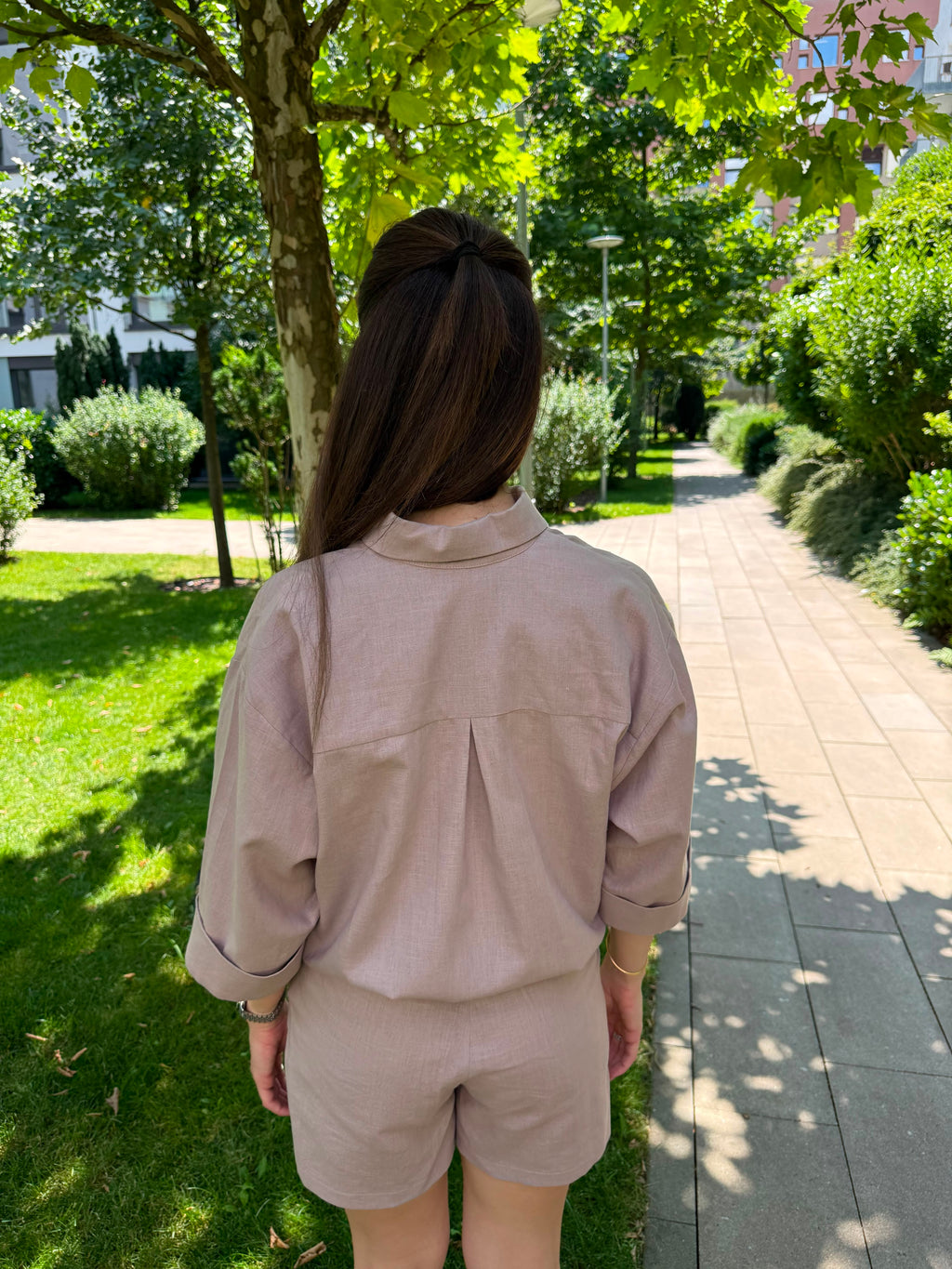 BLUSH LINEN SHORTS