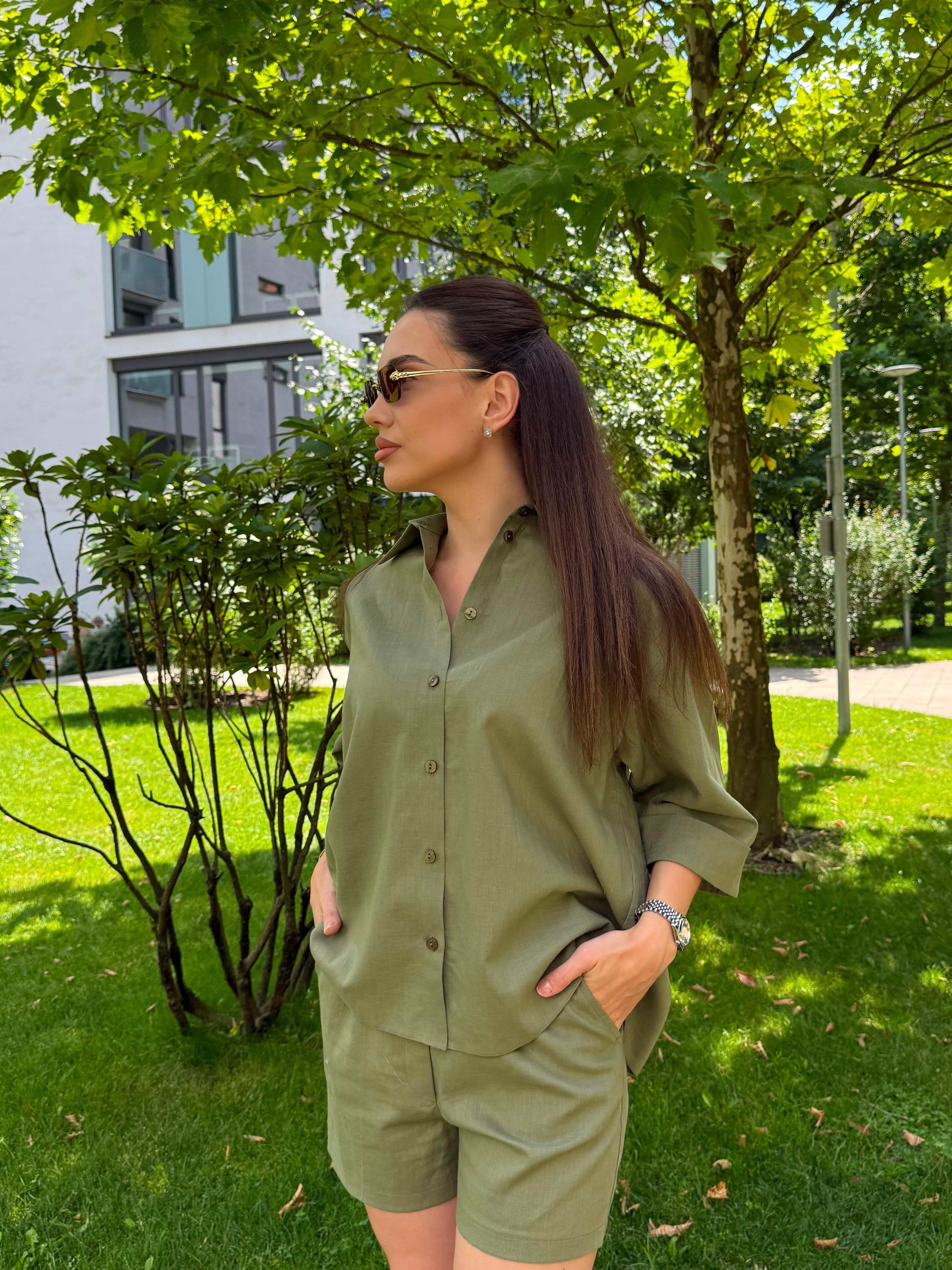 GREEN LINEN SHIRT