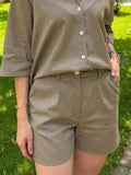 BROWN LINEN SHORTS