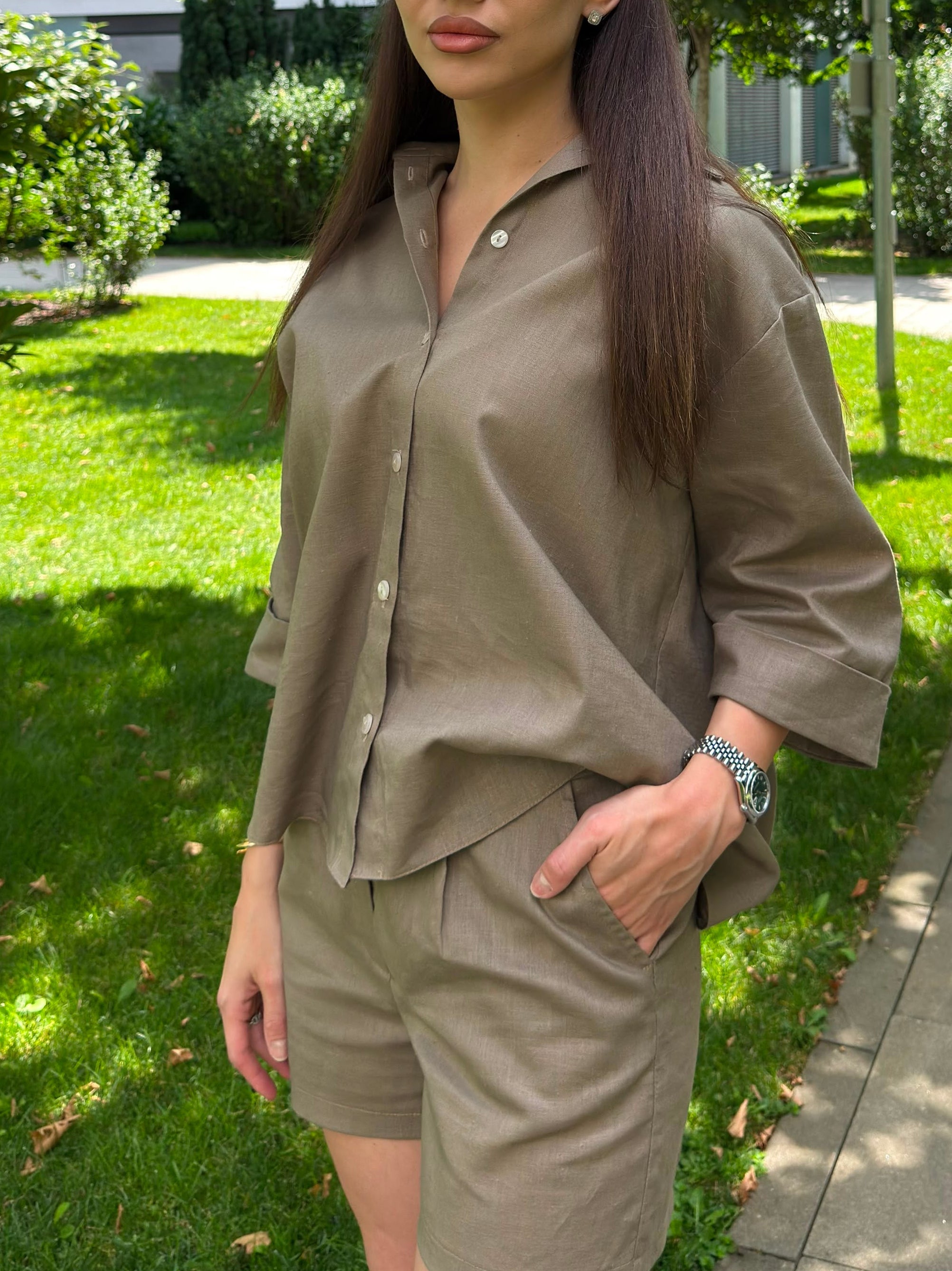 BROWN LINEN SHIRT