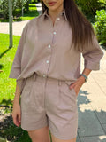 BLUSH LINEN SHORTS