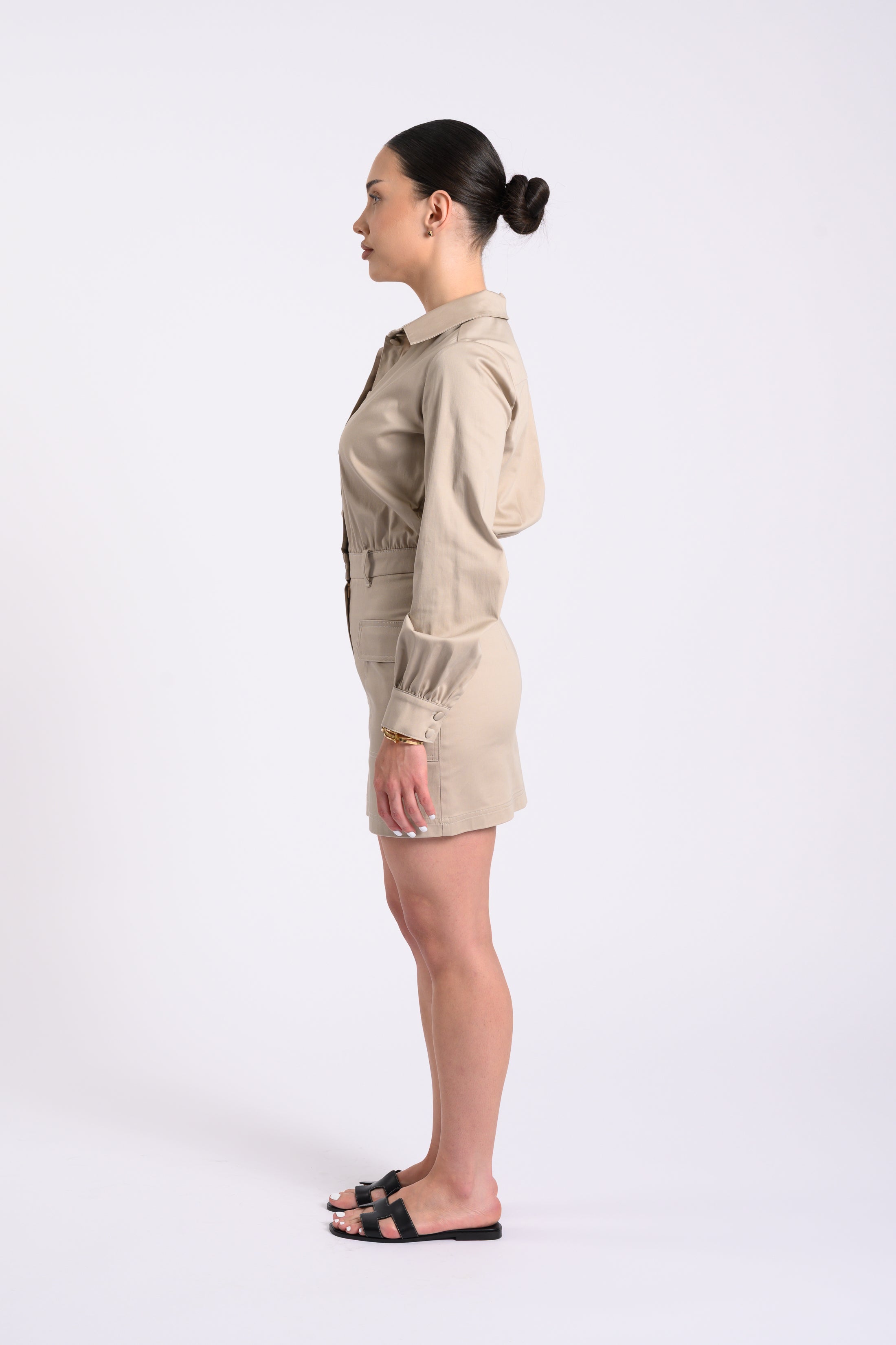 SHIRT DRESS WITH POCKETS BEIJE