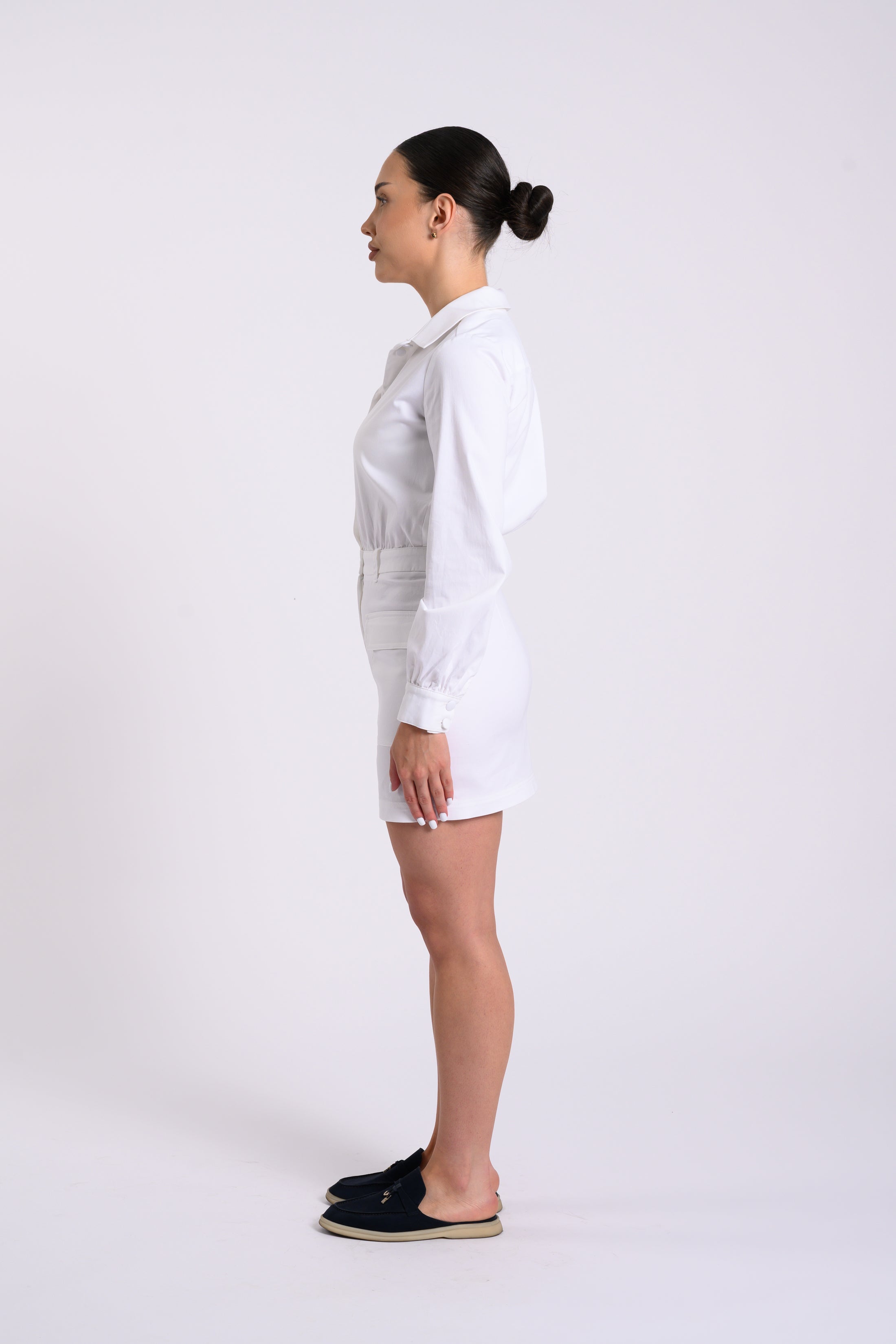 SHIRT DRESS WITH POCKETS WHITE