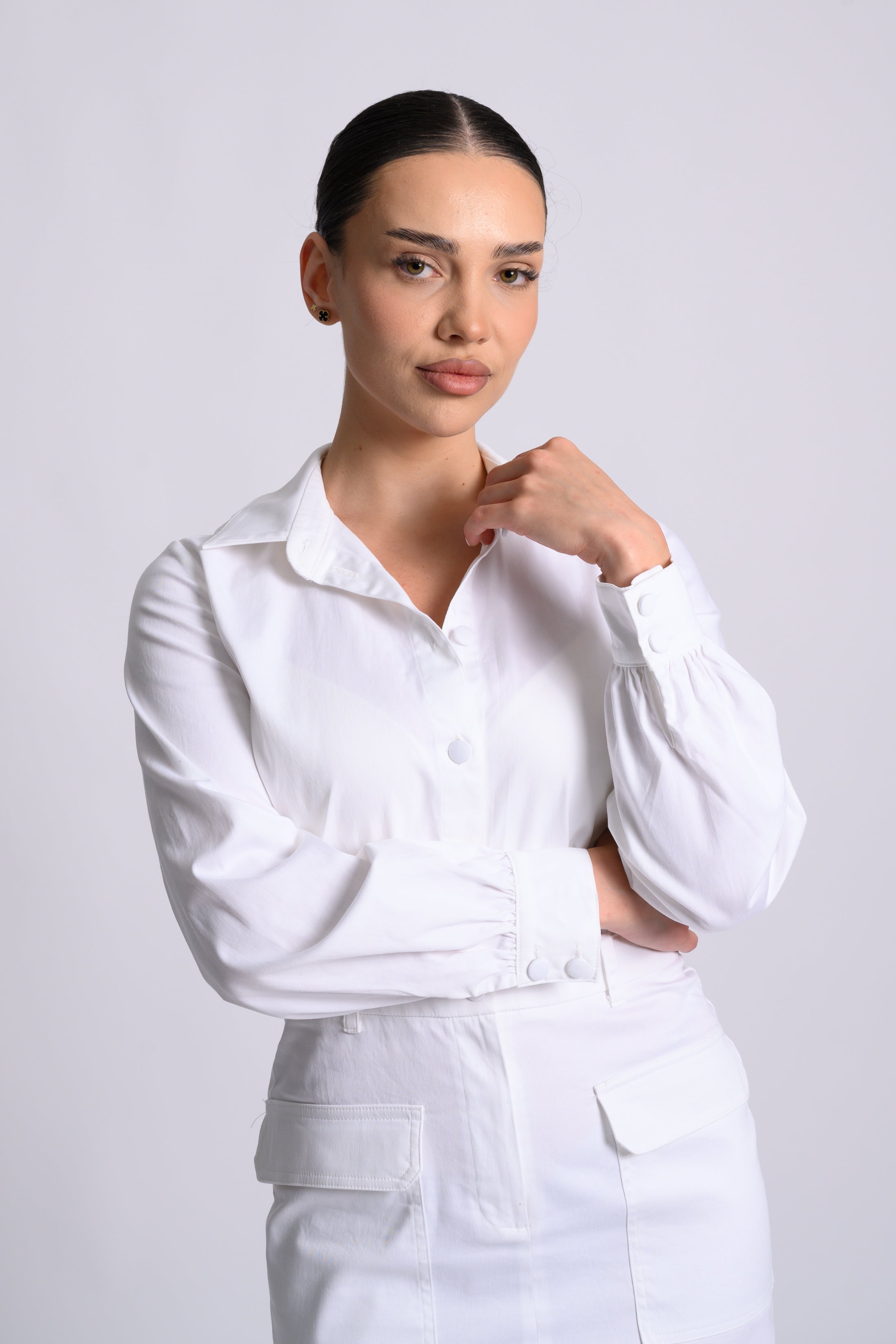 SHIRT DRESS WITH POCKETS WHITE