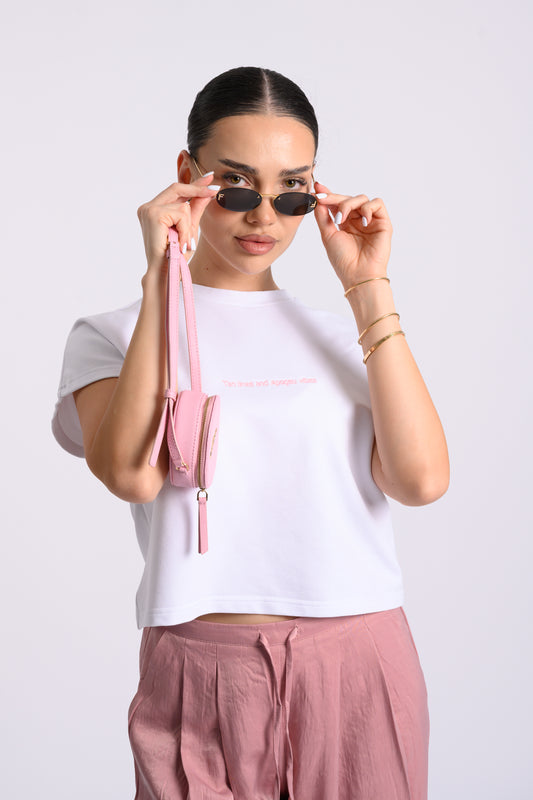 PINK EMBROIDERED TEE