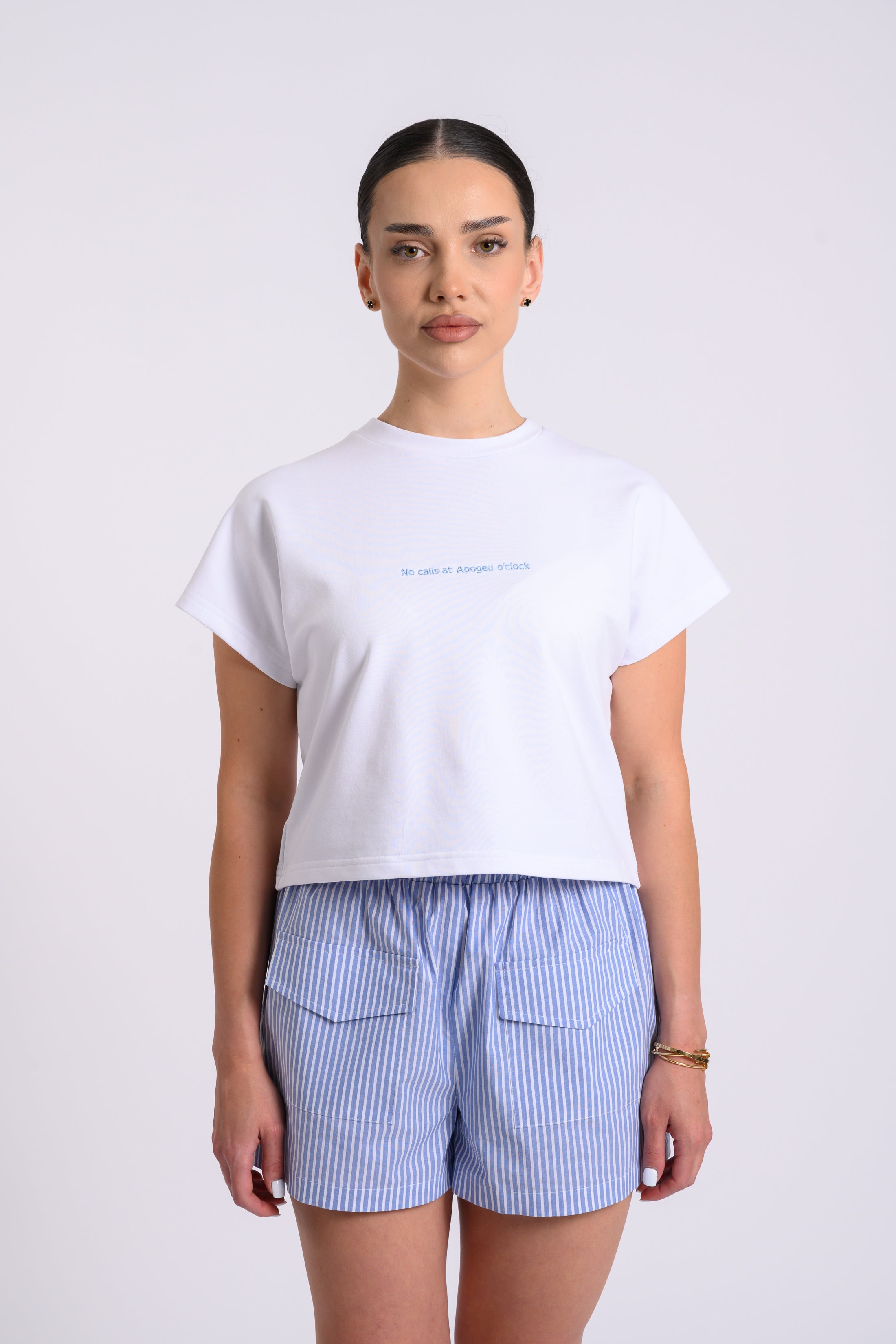 BLUE EMBROIDERED TEE