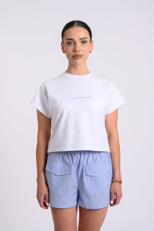 BLUE EMBROIDERED TEE